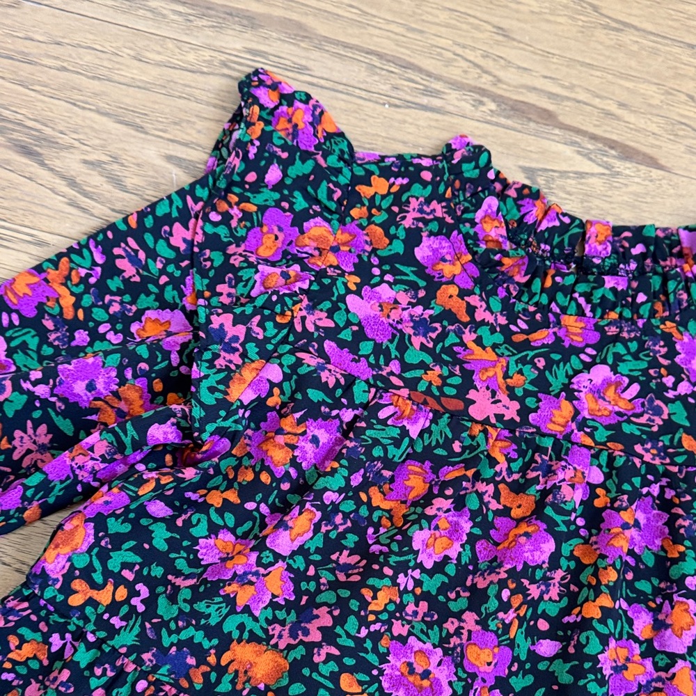 Make My Day Black Ditsy Floral L/S Babydoll Dress - Picture 8 of 16